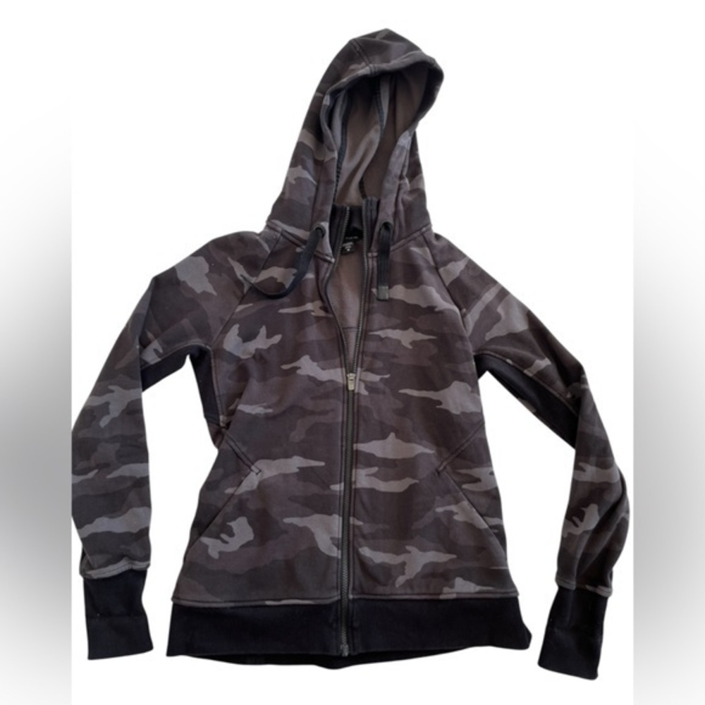 Athleta Charcoal Camo Full‑Zip fleece lined Hoodie